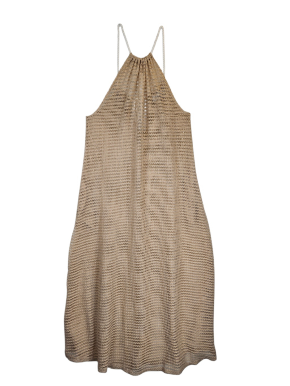 Haute Hippie Style Net Crochet Maxi Dress Swim Cover Up Beige Size L